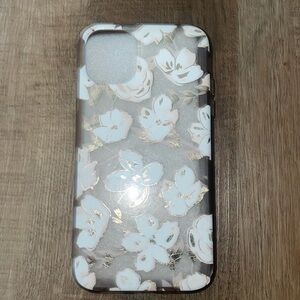 A iPhone 11 white clear case with flowers